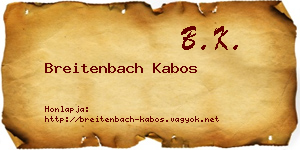 Breitenbach Kabos névjegykártya